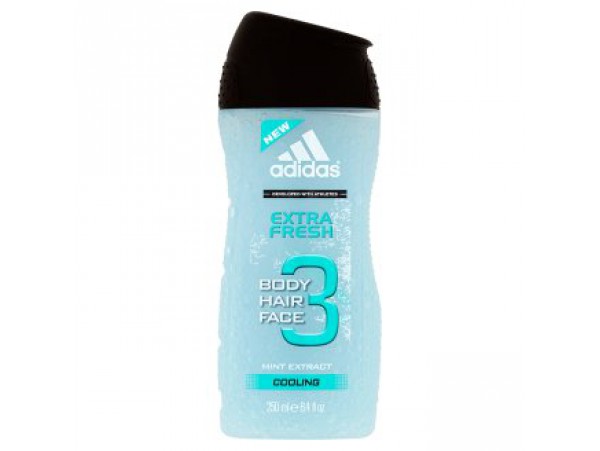 Adidas Гель для душа "Extra Fresh 3в1" для мужчин, 250 мл